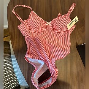 No Boundaries Red and White One Piece Swim (NWT)